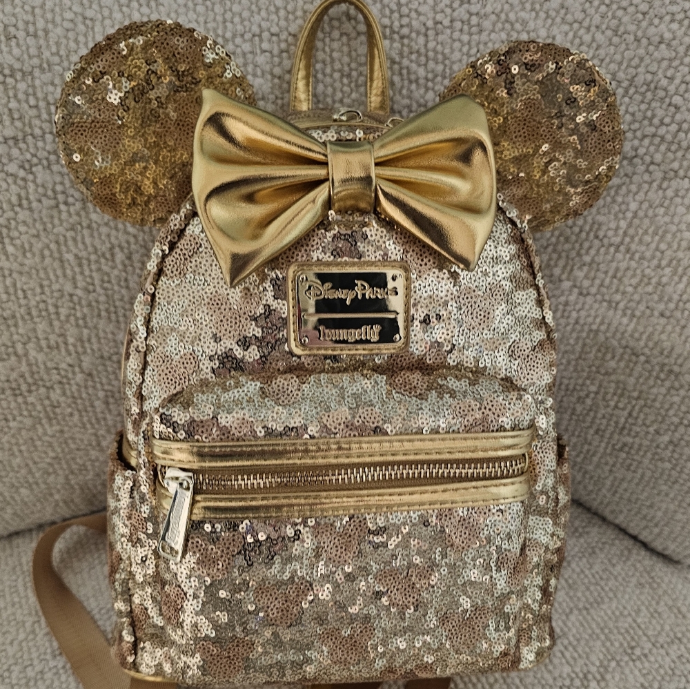 Loungefly Disney Gold Sequin Mini Backpack